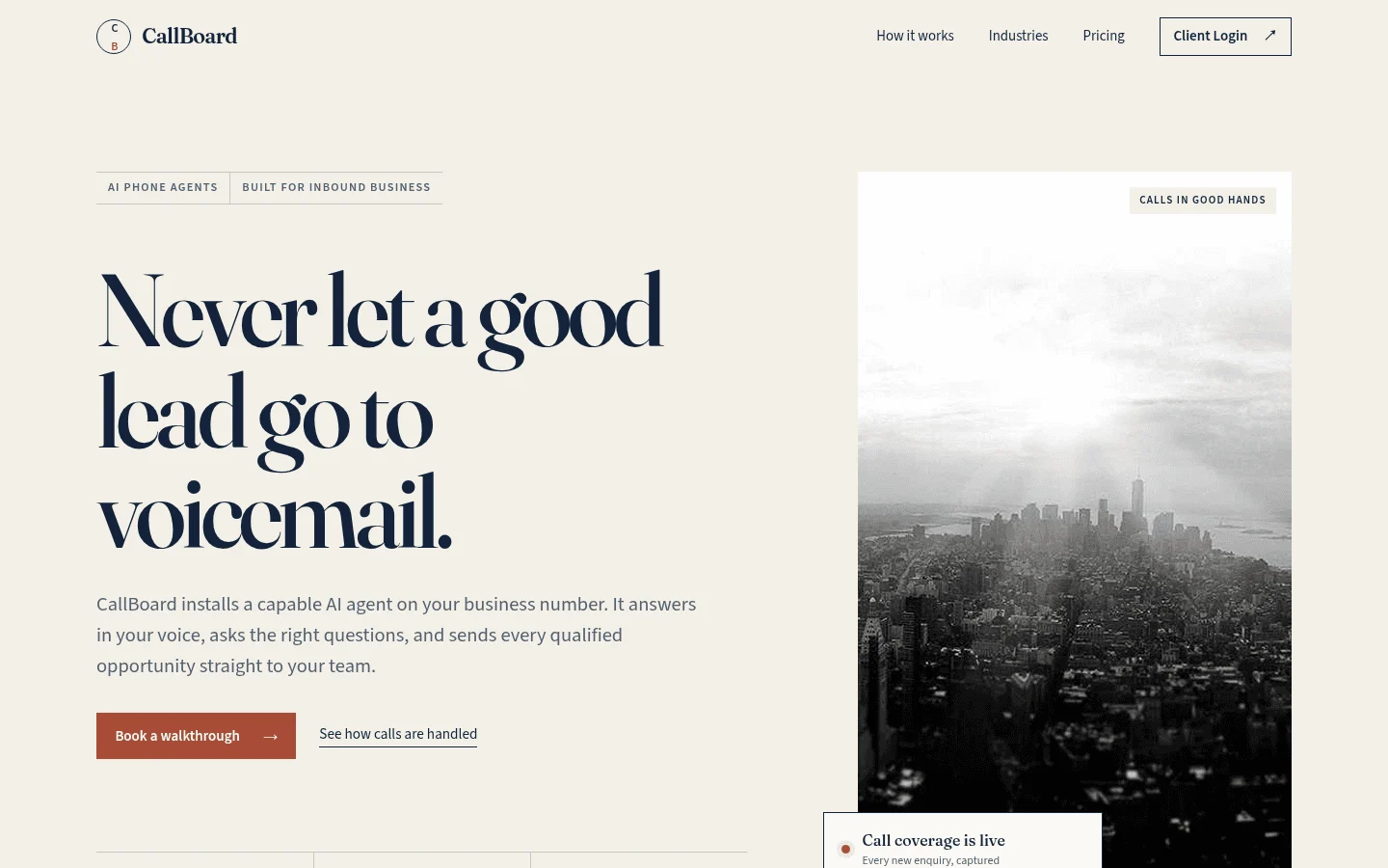 Callboard landing page