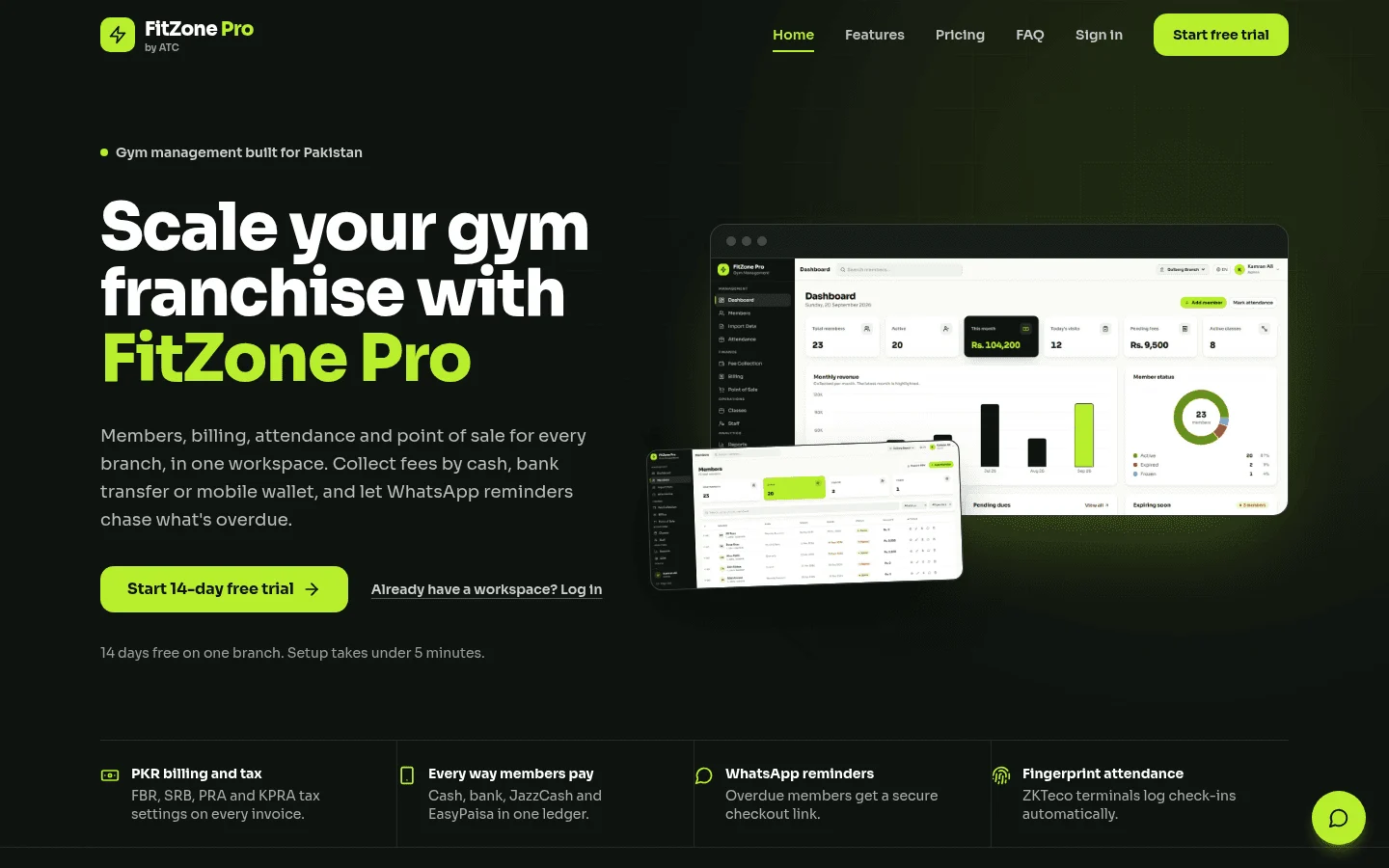 FitZone Pro landing page