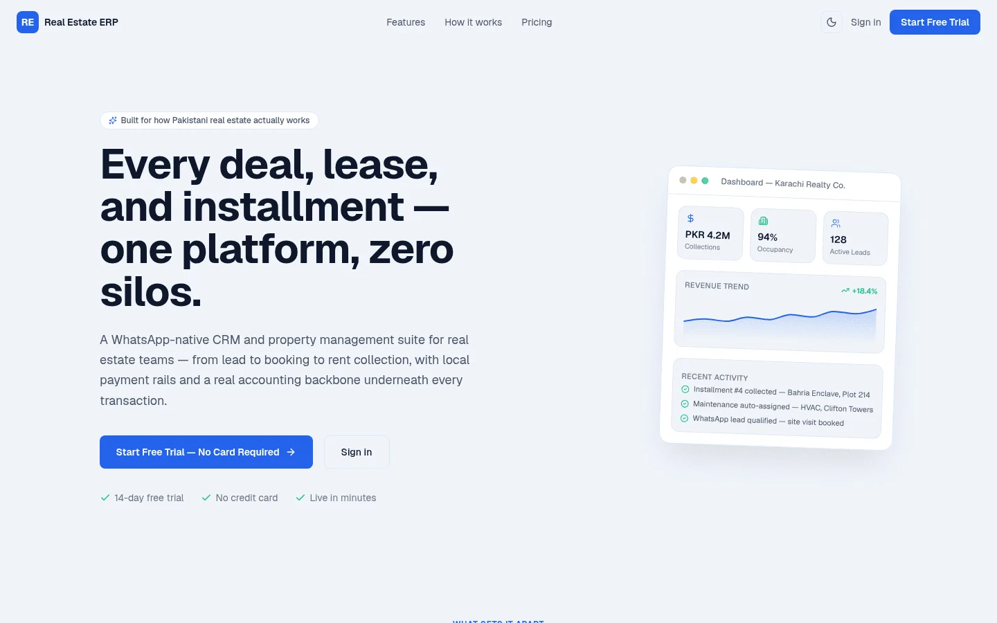 RE-ERP landing page